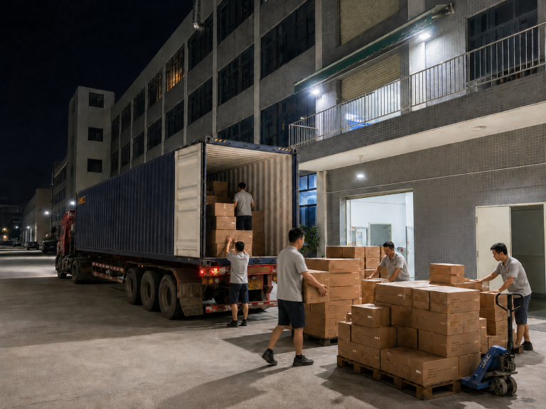 广州雨伞厂出口装柜实拍，广告伞礼品伞批量发货现场