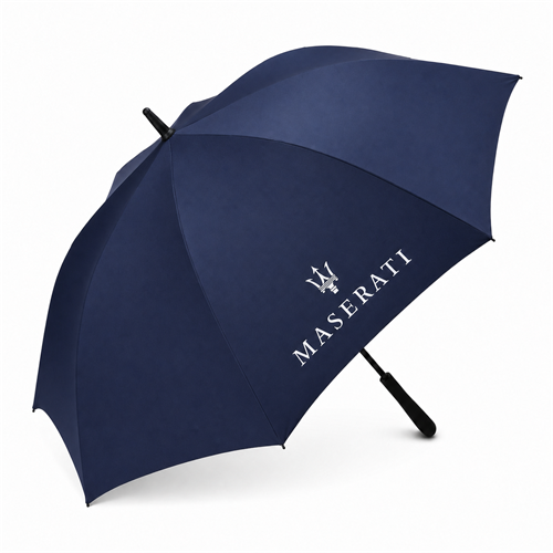 玛莎拉蒂商务广告伞品牌标志斜侧展示